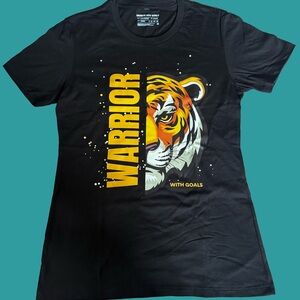 Black Tee with Tiger and Warrior Design